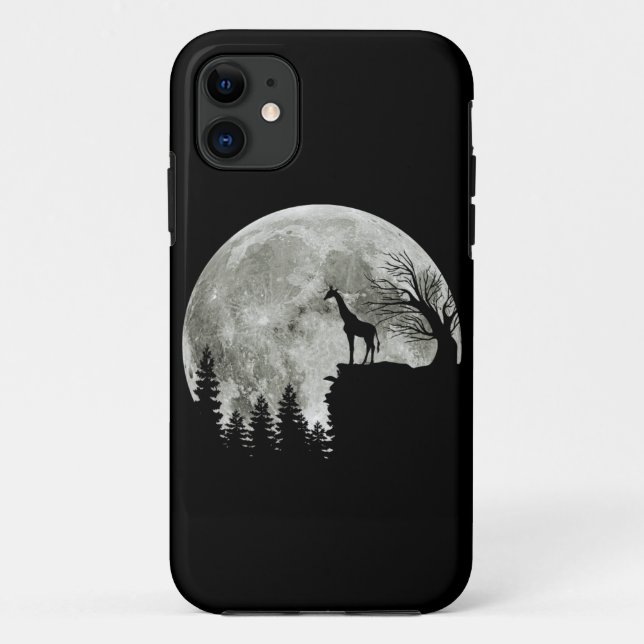 Capa Para iPhone 11 Girafa Stand On Mountain Spooky Halloween Moon (Verso)