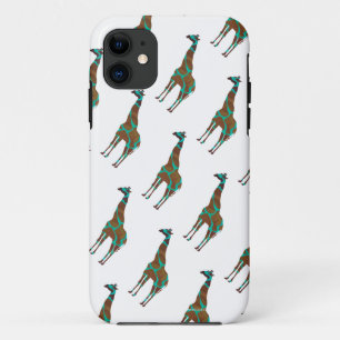 Capa Para iPhone 11 Giraffe Brown e Teal Impressão