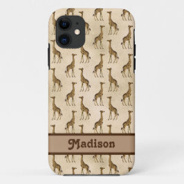 Capa Para iPhone 11 Giraffe Brown Personalised Animal