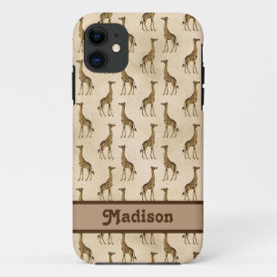 Capa Para iPhone 11 Giraffe Brown Personalised Animal
