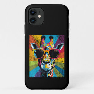 Capa Para iPhone 11 Giraffe Vintage Óculos de sol Engraçado Africano