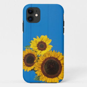 Capa Para iPhone 11 Girassóis contra cerca azul