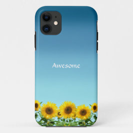 Capa Para iPhone 11 Girassóis Elegantes no Azul Céu