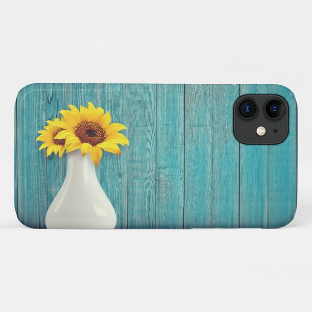 Capa Para iPhone 11 Girassóis num vaso (Verso (horizontal))