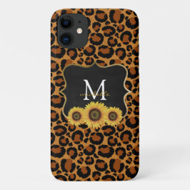 Capa Para iPhone 11 Girassóis personalizados e leopardo