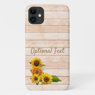 Capa Para iPhone 11 Girassóis russos na madeira