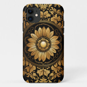 Capa Para iPhone 11 Girassol Dourado no barroco Ornamentado
