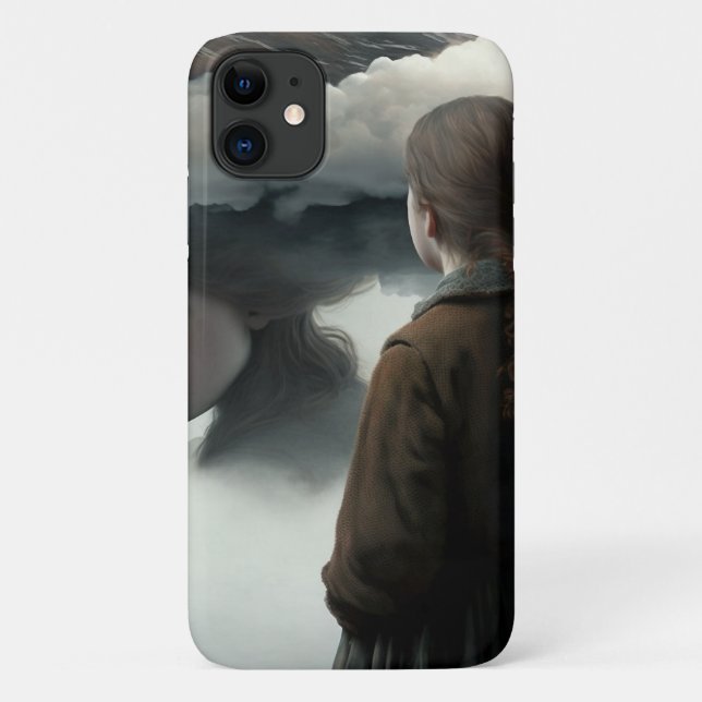Capa Para iPhone 11 Girl with clouds (Verso)