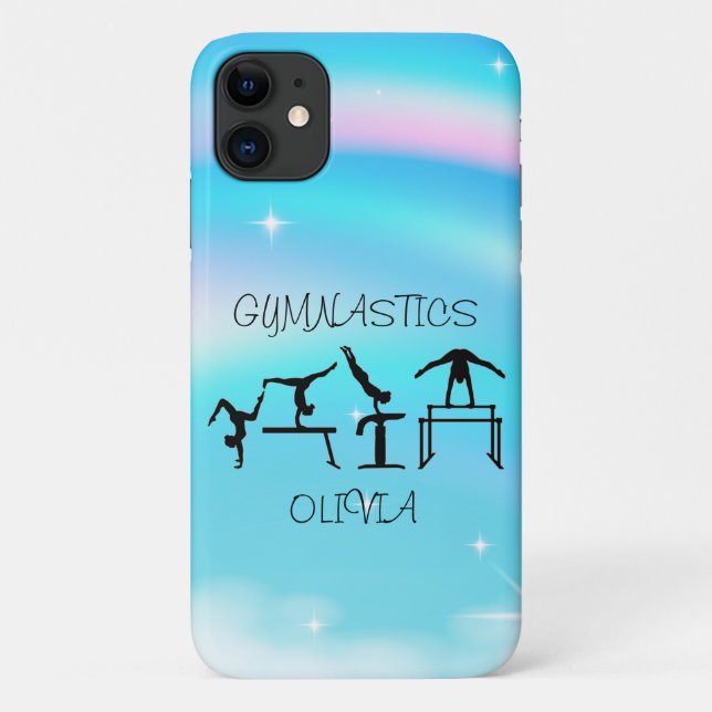 Capa Para iPhone 11 Girls Gymnastics Rainbow Swirls (Verso)