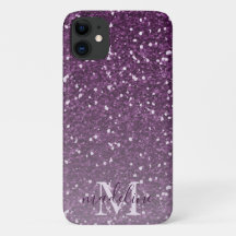 Girly Plum Glitter Nome Monograma iPhone 11