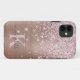 Capa Para iPhone 11 Glam Bling Rosa Dourado Diamond Confetti Monograma (Back (Horizontal))