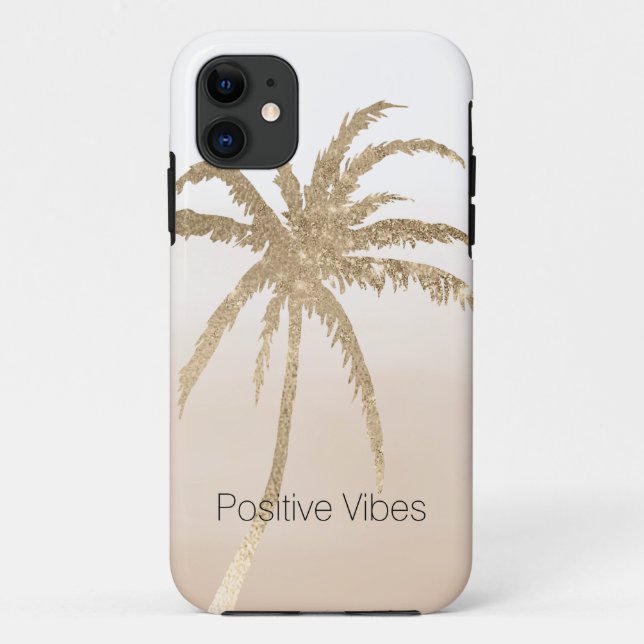 Capa Para iPhone 11  Glam Dourado Tropical Palm ombre     (Verso)