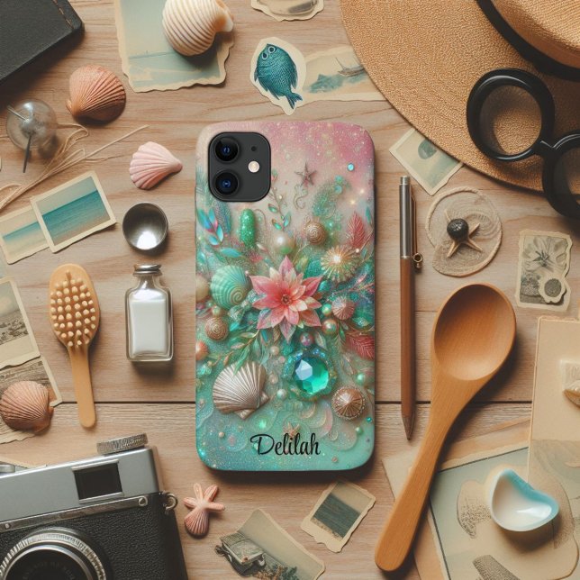 Capa Para iPhone 11 Glam Mint e Coral Ocean Treasures (Criador carregado)