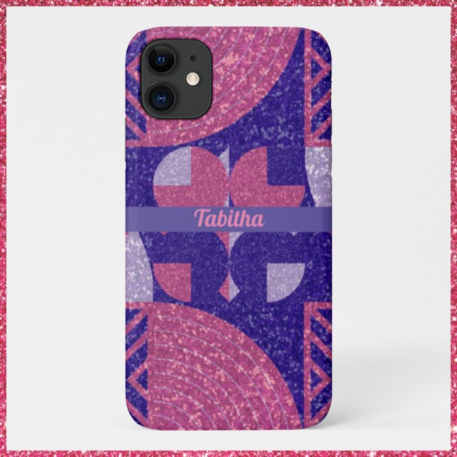 Capa Para iPhone 11 Glam rosa e geometria roxa (Criador carregado)