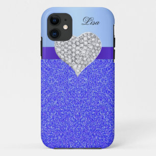 Capa Para iPhone 11 Glamor de brilho azul personalizado