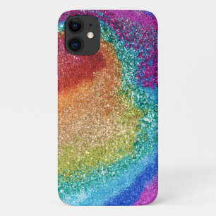 Capa Para iPhone 11 Gleaming Rainbow Glitter Swirl