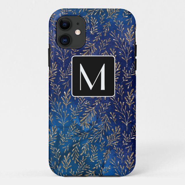 Capa Para iPhone 11 Glitter de Sereia Azul Personalizado (Verso)