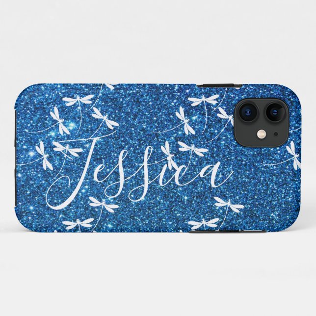 Capa Para iPhone 11 Glitter e libélulas iP personalizado Case-Mate (Verso (horizontal))