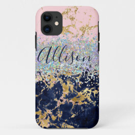Capa Para iPhone 11 Glitter e mármore personalizados