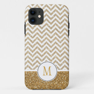 Capa Para iPhone 11 Glitter Glitter Chevron Dourado Glam Faux
