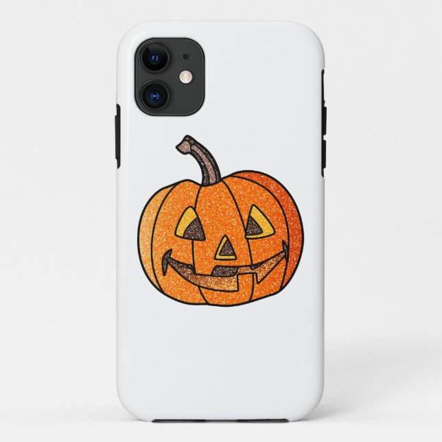 Capa Para iPhone 11 Glitter Jack O'Lantern (Verso)