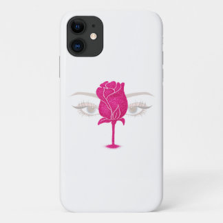 Capa Para iPhone 11 Glitter Rose Eyes Shirt | Pink Rose Aesthetic Tee