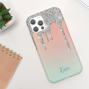 Capa Para iPhone 11 Glitter Silver Faux bonito Ombré