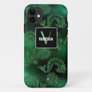 Capa Para iPhone 11 Glitter Verde de Sereia - Personalize seu