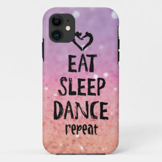 Capa Para iPhone 11 Glittery coma, durma, dance o caso