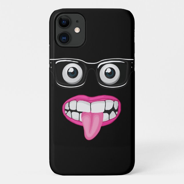 Capa Para iPhone 11 globo ocular com óculos e boca (Verso)