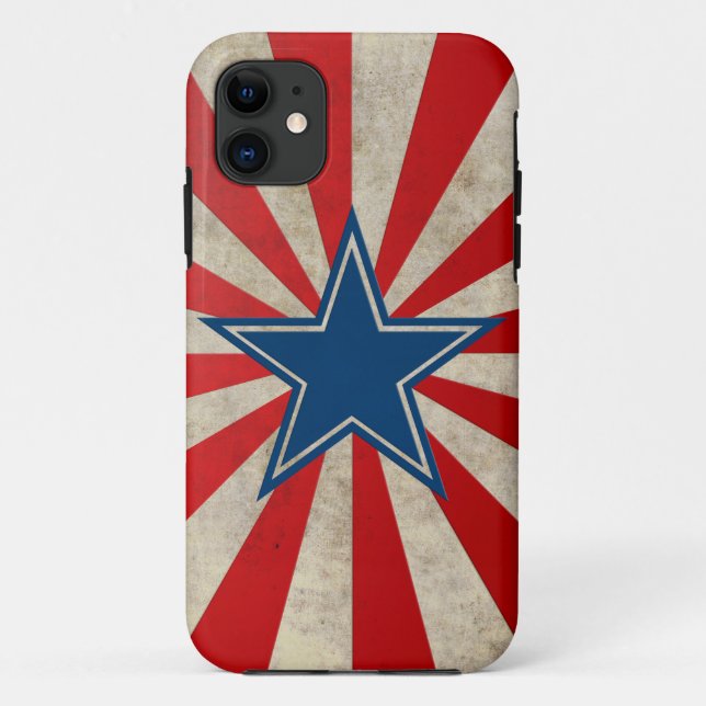 Capa Para iPhone 11 Glória envelhecida - Vermelho, Branco e Azul (Verso)