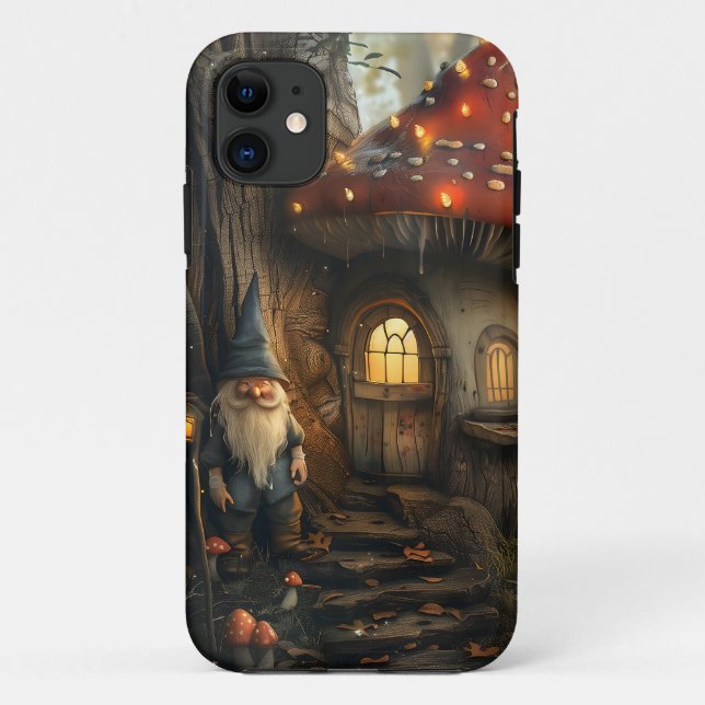 Capa Para iPhone 11 Gnome e design de cogumelos (Verso)