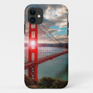 Capa Para iPhone 11 Golden gate bridge com o Sun que brilha