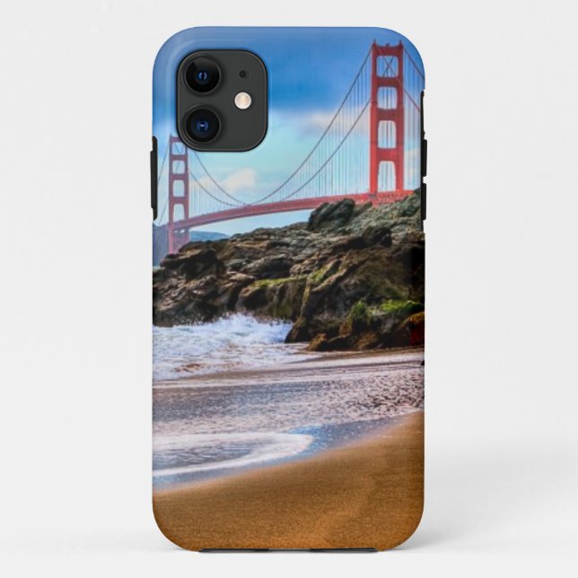 Capa Para iPhone 11 Golden gate bridge no por do sol (Verso)