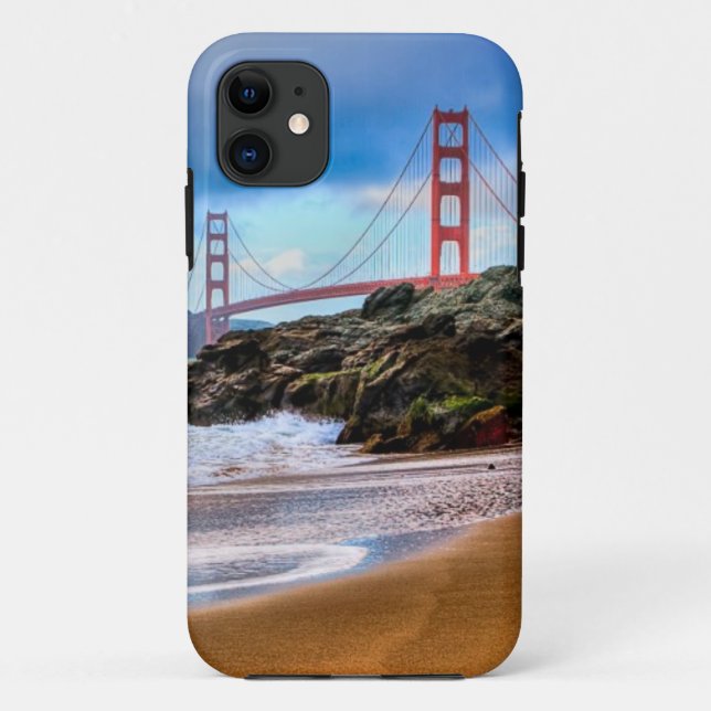 Capa Para iPhone 11 Golden gate bridge no por do sol (Verso)