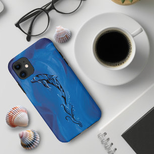 Capa Para iPhone 11 Golfinho Tribal Azul