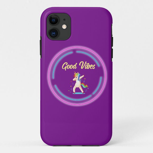 Capa Para iPhone 11 Good Vibes Unicorn (Verso)
