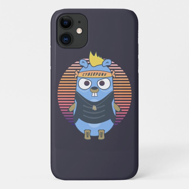 Capa Para iPhone 11 Gopher Golang no estilo cyberpunk (Verso)