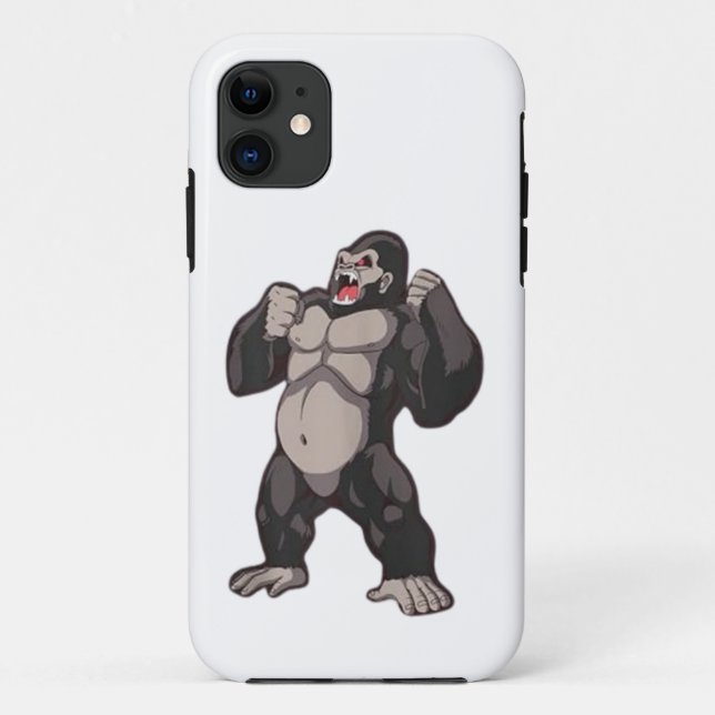 Capa Para iPhone 11 Gorilla Roaring Ape Monkey (Verso)