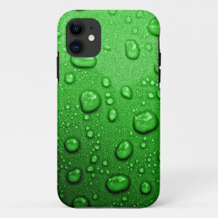 Capa Para iPhone 11 Gotas de água no fundo verde, legal & molhado