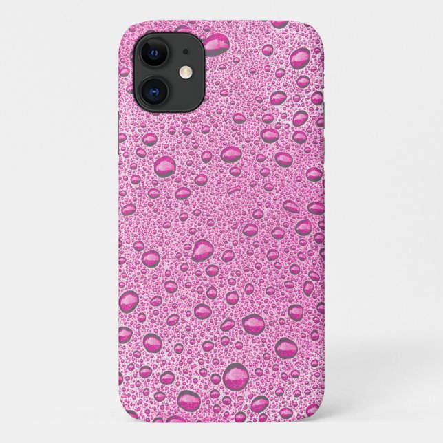 Capa Para iPhone 11 Gotículas de água rosa quente (Verso)