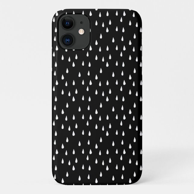 Capa Para iPhone 11 Gotículas de Chuva Padrão Branco Caprichoso em Pre (Verso)