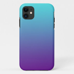 Capa Para iPhone 11 Gradiente de Fundo Simples Turquesa Azul Roxo