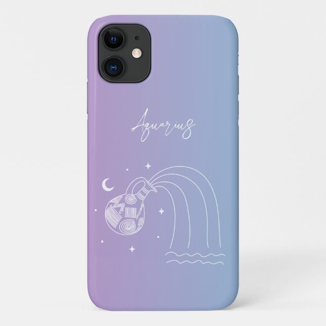 Capa Para iPhone 11 Gradiente de signo de estrela do horóscopo aquátic (Verso)