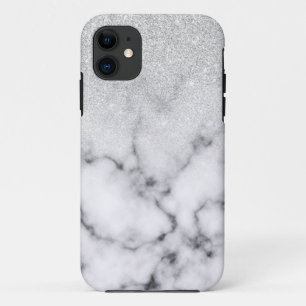 Capa Para iPhone 11 Gradiente do Mármaco Leve Branca de Prata Glamoros