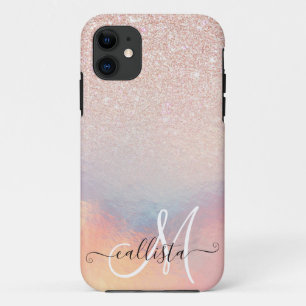 Capa Para iPhone 11 Gradiente Holográfico Rosa Iridescente da Lente