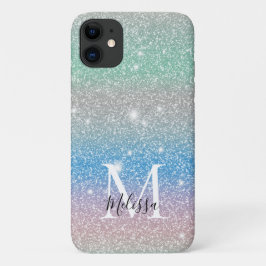 Capa Para iPhone 11 Gradiente Pastel Brilho Monograma Nome