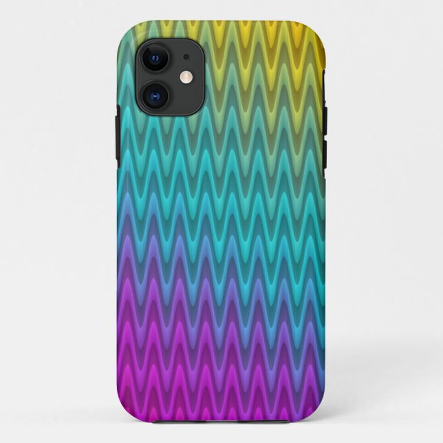 Capa Para iPhone 11 Gradientes de Cor - Faixa ZigZag (Verso)