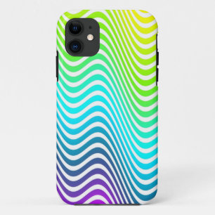 Capa Para iPhone 11 Gradientes de cor Ondas ZigZag - cor-de-rosa azul-