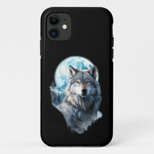 Capa Para iPhone 11 Gráfico da Lua do Lobo Uivando, sob a Noite de Lua